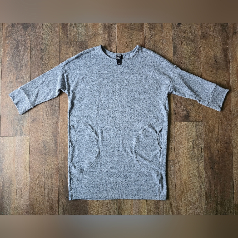 Clara Sun Woo Heathered Gray Sweater Dress With Pockets Size Small
